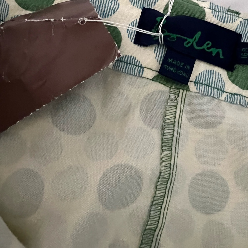 NWT Women’s Boden Green and Lght Blue Polka Dot Cropped Stretch Pants Size  16R - Picture 7 of 8